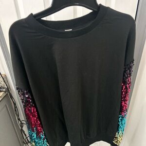 NWOT sequin sleeve sweatshirt.